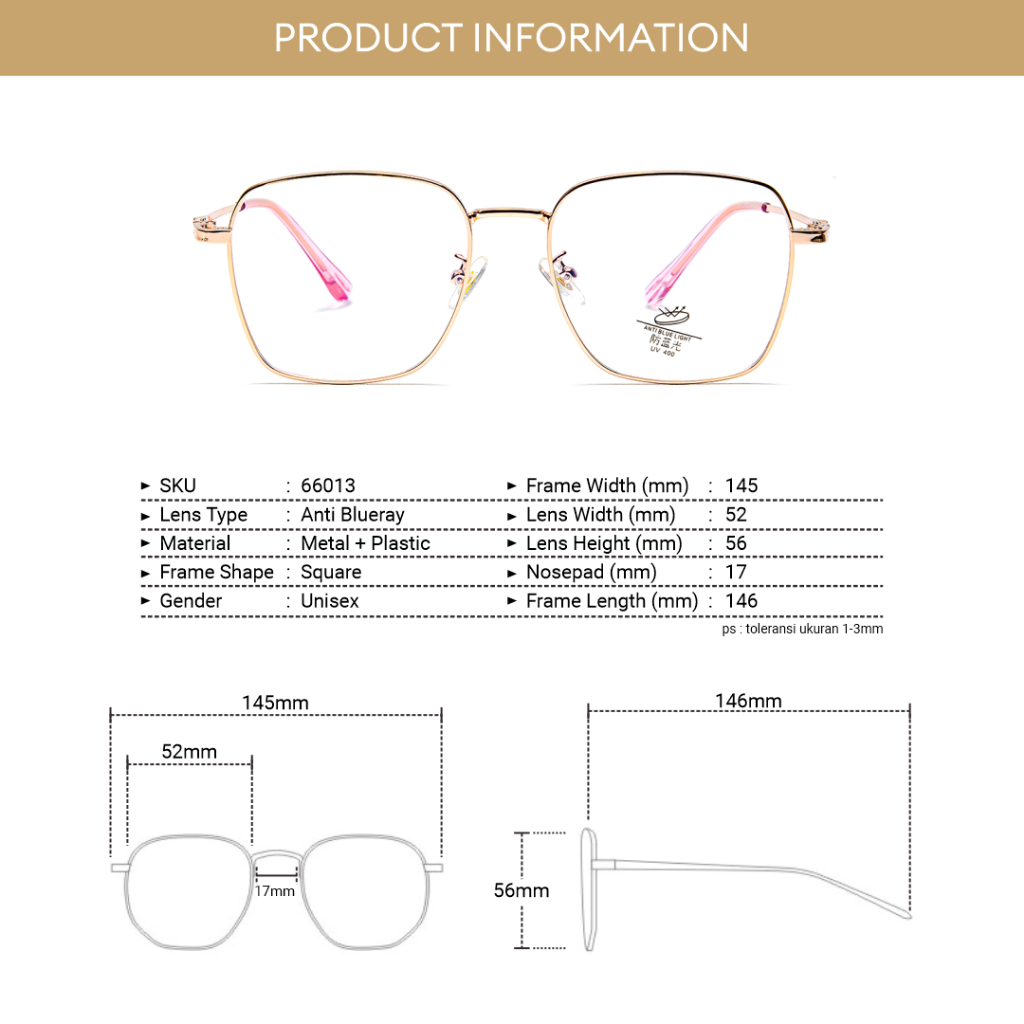 Robins kacamata Kotak Anti Radiasi Komputer Frame Kacamata Bisa Minus Photocromic Bluecromic Fashion Terbaru Pria Wanita 66013-5