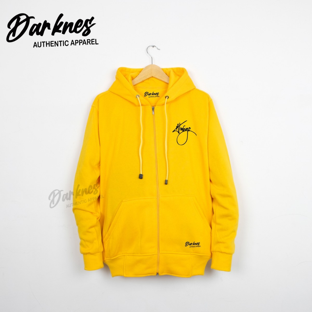hoodie cowok premium higt quality brand original darkness apparel warna kuning bahan cotton flace bi
