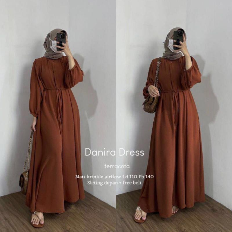 Danira Dress Baju Dress Wanita Dewasa Bahan Crinkle Airflow Premium Dress Kondangan Terbaru 2023 Gam