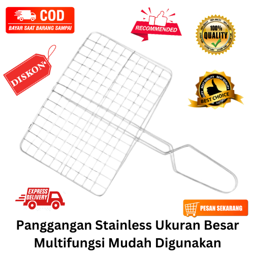 [BISA COD] PROMO Panggangan Stainless Ukuran Besar Multifungsi Mudah Digunakan Panggangan Jepit Pang