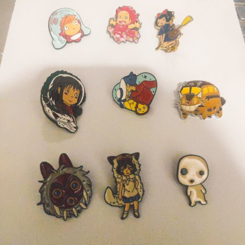 BOOKED [STUDIO GHIBLI] Set isi 9 Enamel Pin Chihiro, Ponyo, Catbus, Princess Mononoke, Kodama, Kiki 