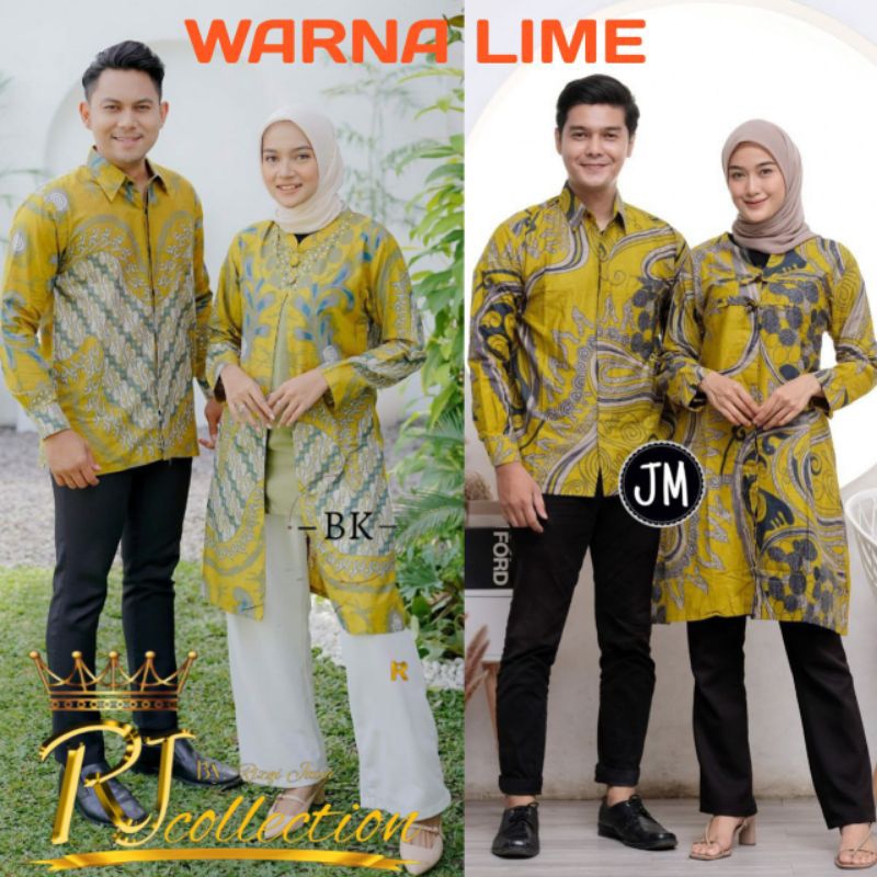 Baju batik Pasangan Couple Warna Lime Baju Batik Warna Lemon Baju Couple Warna Kuning Lemon