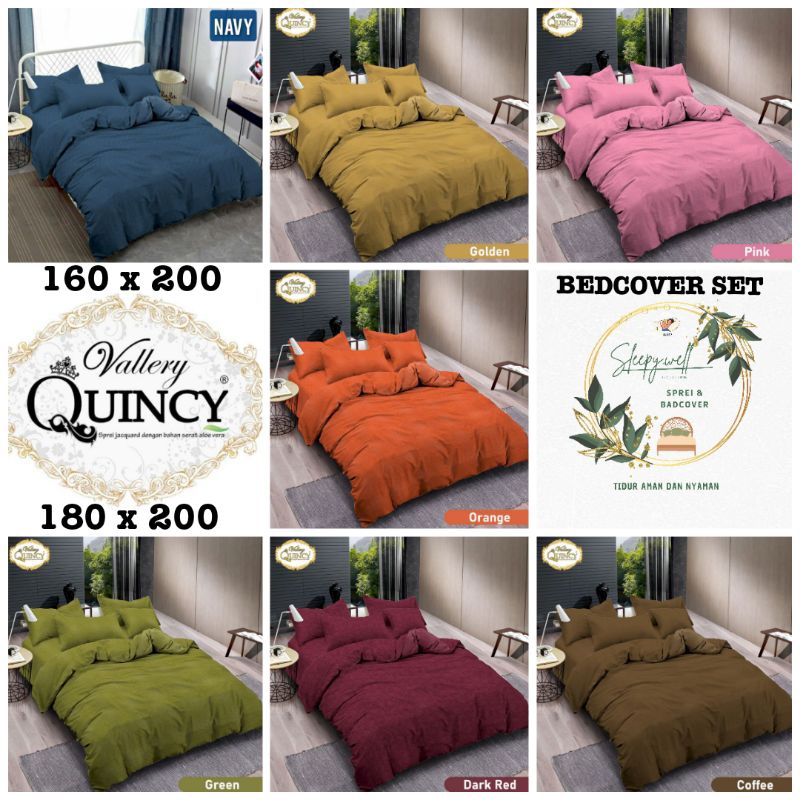 QUINCY VALLERY - Bedcover set Vallery Quincy Polos ukuran 180 x 200/ 160 x 200 Tinggi 30 cm