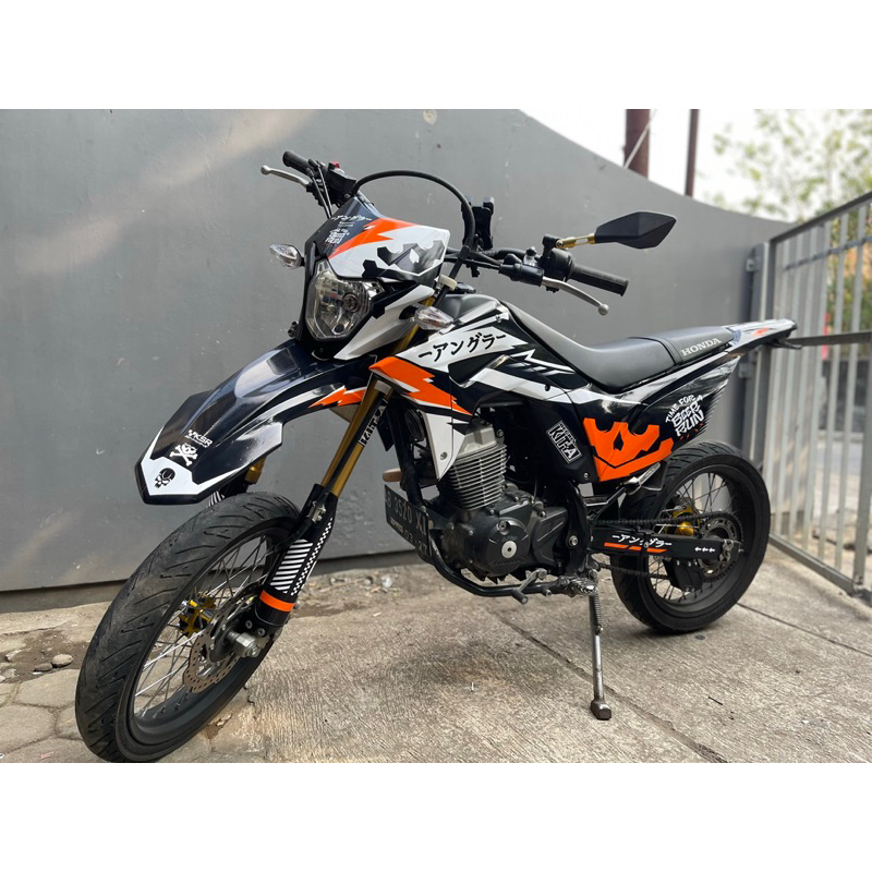 Stiker CRF 150L decal setiker CRF 150L stiker motor MOTIF ORANGE PUTIH RACING D-I2-698/665