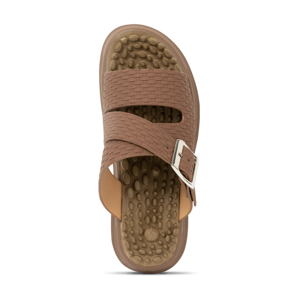 Sandal K-Walk Strap Weave Sendal Terapi Kesehatan Sandal Refleksi-Brown