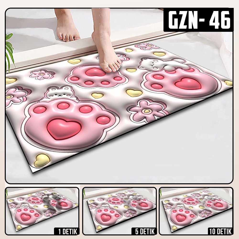 Keset Diatomite 3D Kotak Anti Slip Keset Kamar Mandi Keset Lantai Menyerap Air 3D Karakter Futureworld-3