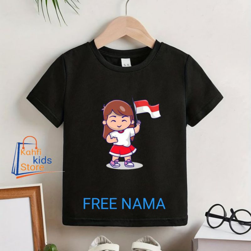 Atasan Baju Kaos Anak Gambar bendera merah putih I Kaos distro Sablon DTF Laki-laki dan Perempuan Pr