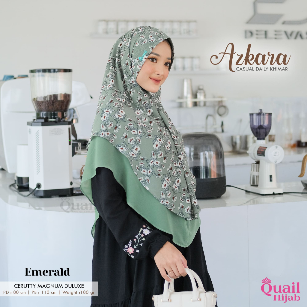 Quail Hijab - AZKARA HIJAB KHIMAR MOTIF 2 LAYER ORI QUAIL CERUTY PREMIUM ORIGINAL QUAIL HIJAB