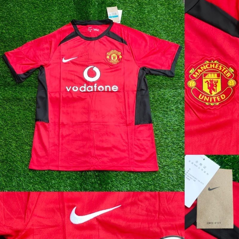 Jersey Bola Grade Ori manchesterrr uniteddd retro Vodavone MU 2002 2006 merah