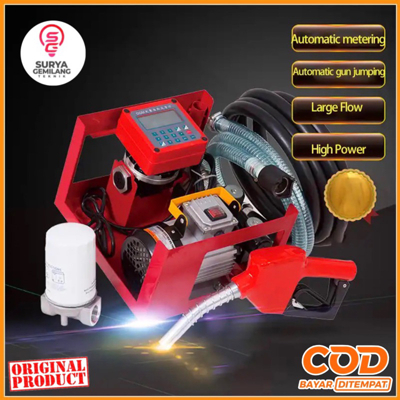 PAKET FLOW METER MINYAK SOLAR + POMPA AC YB 60LPM KOMPLIT SIAP PAKAI ( FLOW METER BBM SET )