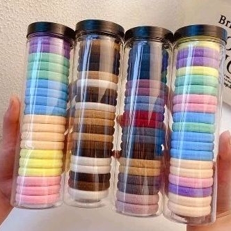 KARET / IKAT RAMBUT KOREA VIRAL KEMASAN TOPLES dan TABUNG ISI 20-100 PCS