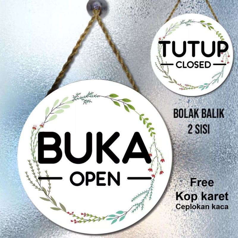 

Zyd Buka Open, Tutup Close bolak balik sign board, papan gantung custom 2 sisi