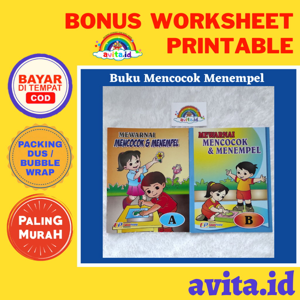 

avita.id TERMURAH Buku Mewarnai Mencocok dan Menempel Gambar Bagus TK
