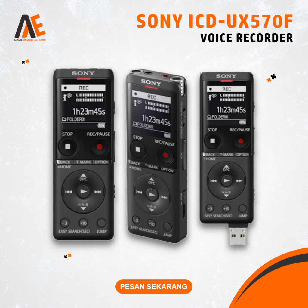 Alat Perekam Sony ICD-UX570F Rekam Suara Digital Audio Voice Recorder