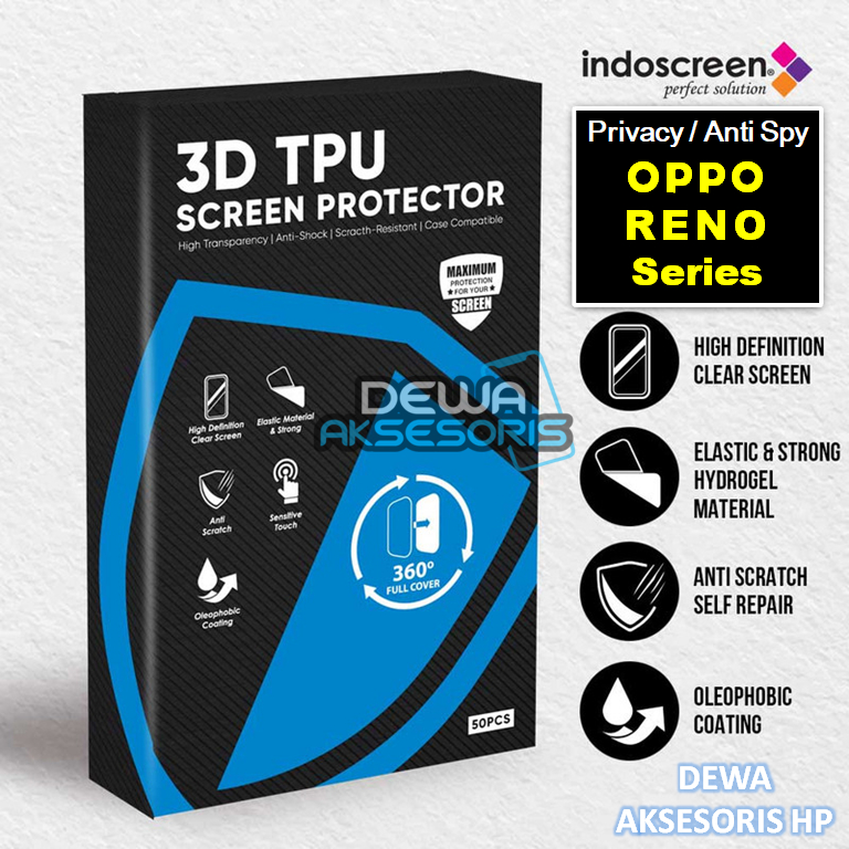 Hydrogel Anti Spy Oppo Reno 10 Pro Plus 5g 6 5 8t 8z 8 7z 7 5f 4 4f 3 2f 2 1 10x Zoom Privacy Original Indoscreen