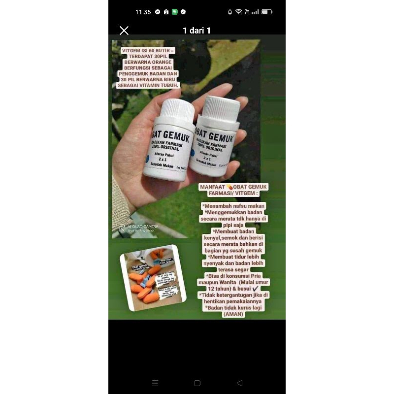 

ObatPenggemukFarmasi,Isi60pil