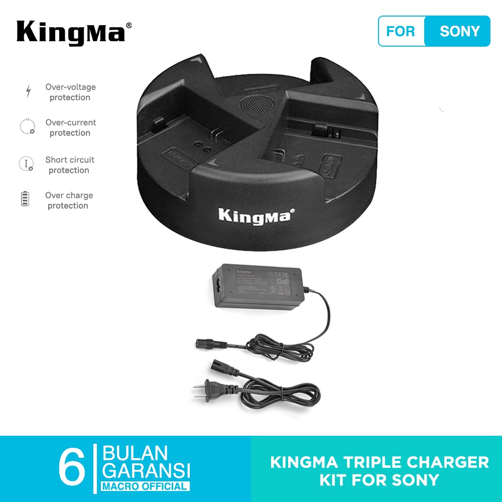 KINGMA Smart 3-Slot Charger Sony NP-F970 NP-F550 + Fast Adaptor