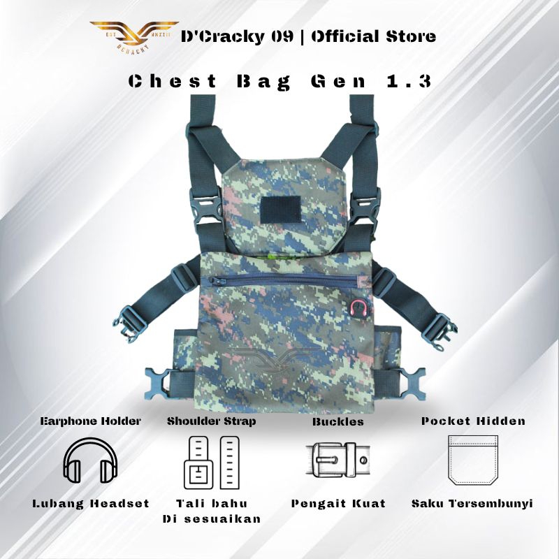 Tas Dada Pria Tactical Gen 1. 3 Premium Loreng Army Series | Chest Bag Protect Gen 1. 3