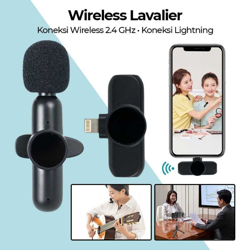 Mic Wireless Clip On  Lavalier Lapel Microphone Vlogger Youtuber Lightning