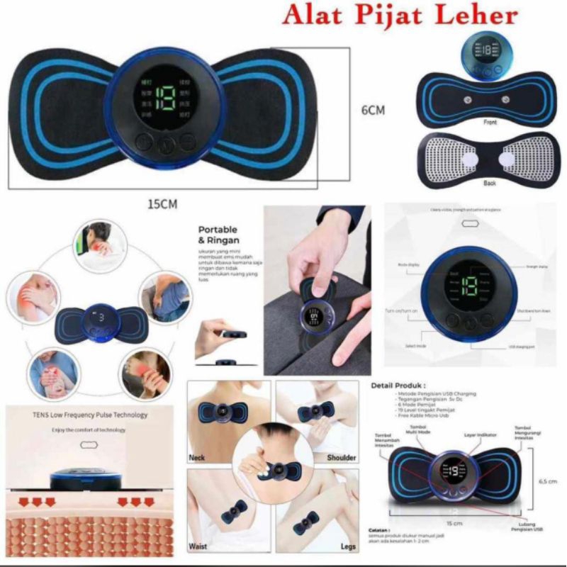 Alat pijat EMS mini elektrik rechargeable model kupu-kupu alat terapi