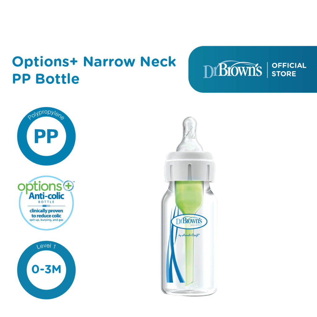 Dr.Brown's 2oz / 4oz / 8oz PP Narrow Neck &quot;Options+&quot; Baby bottle,1-Pack / Botol Susu Bayi