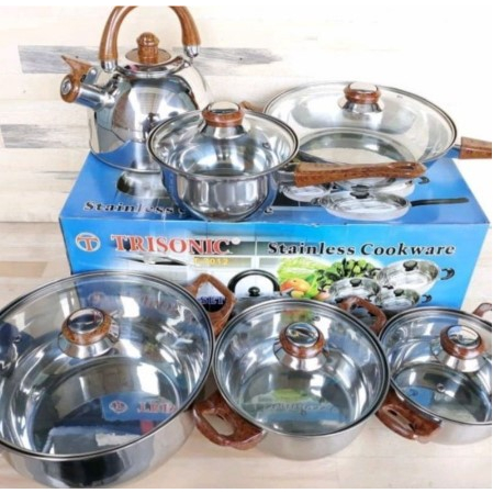 Panci Set Trisonic 6 in 1 Stainless Cookware