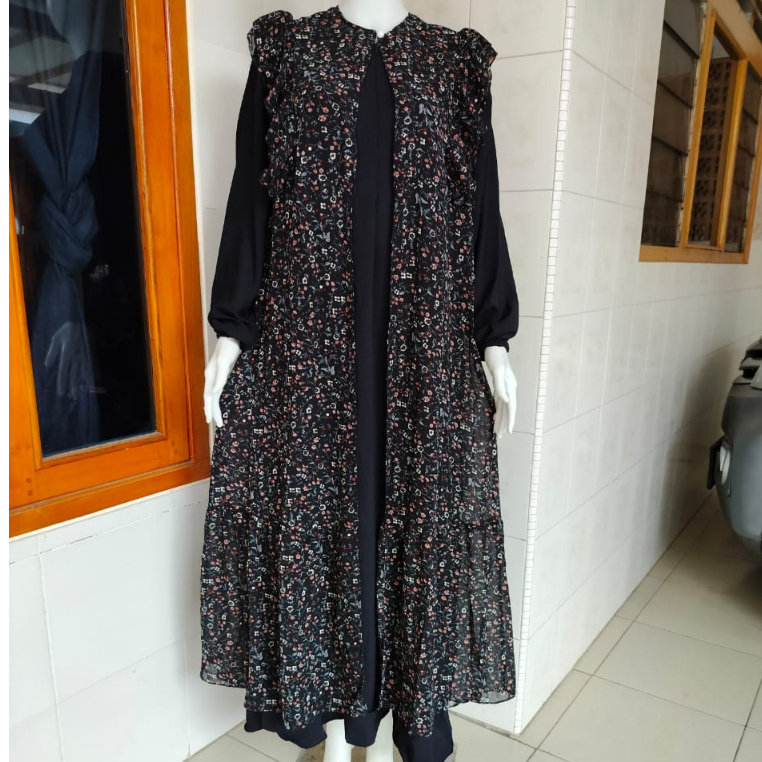 gamis rompi crinkle mix ceruty variasi sabuk