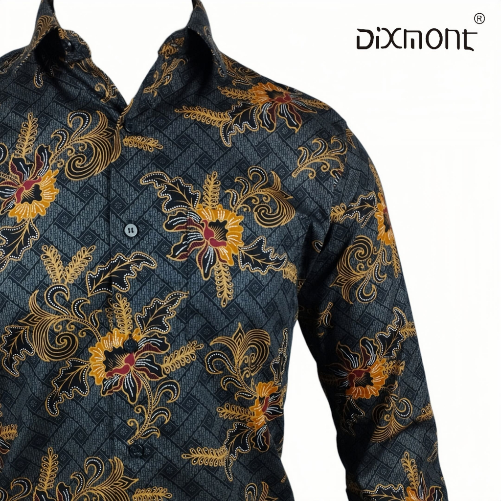 Dixmont Kemeja Pria Batik Panjang Hem BL01523