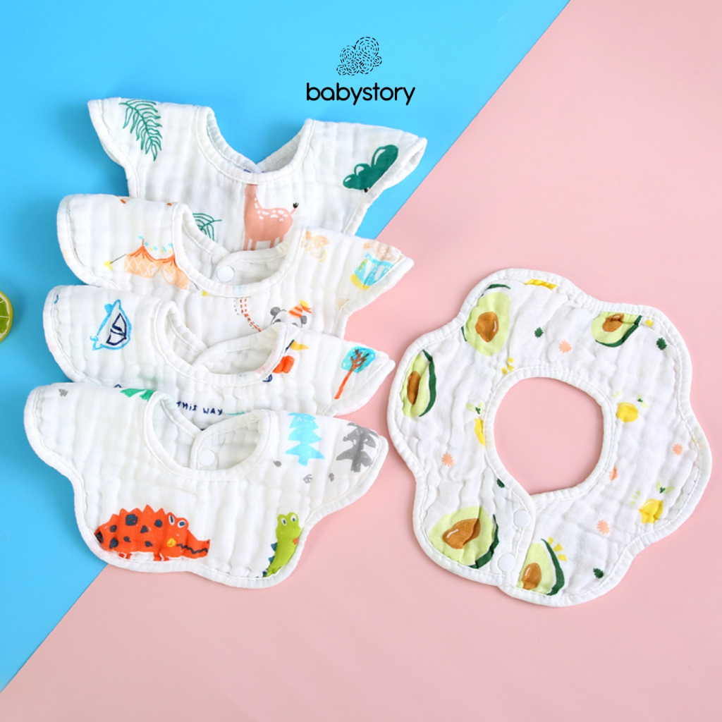 Bib Bayi Celemek Bayi Bahan Katun Halus Lembut Motif Lucu Bisa Diputar 360°