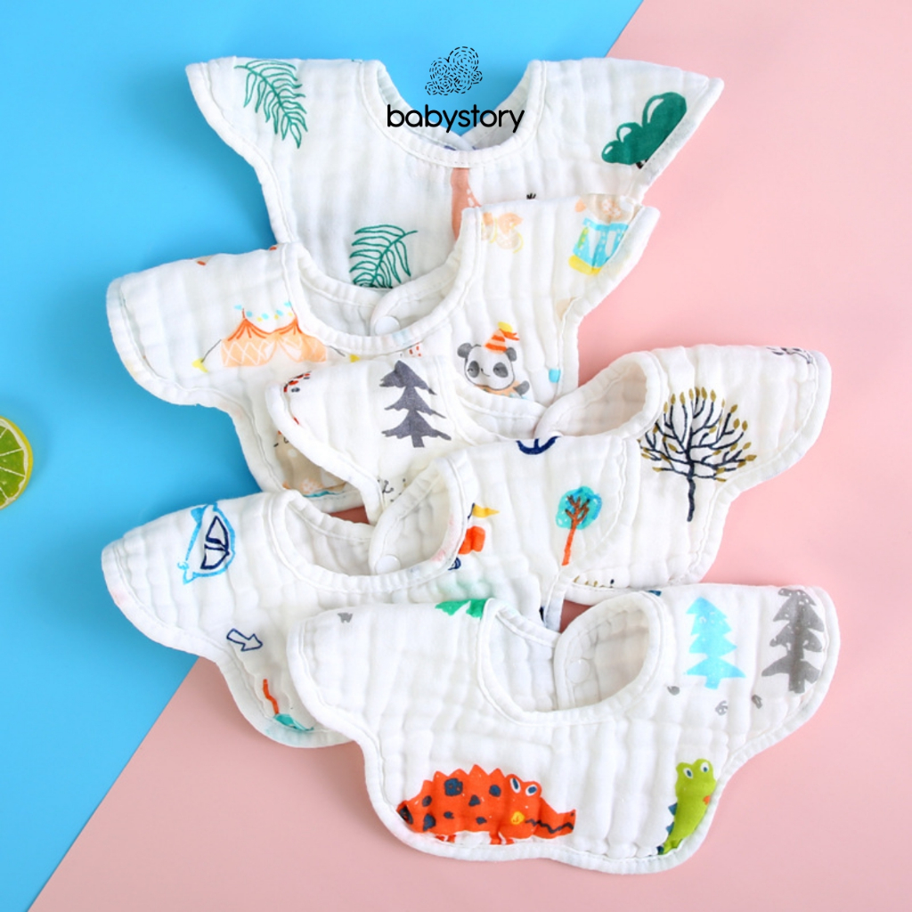 Bib Bayi Celemek Bayi Bahan Katun Halus Lembut Motif Lucu Bisa Diputar 360°