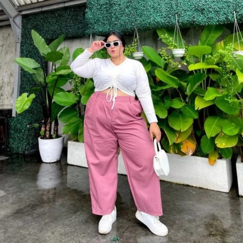 Loose Pants Haigwaist super JUMBO BIGSIZE / Celana Anti kusut kain nyaman