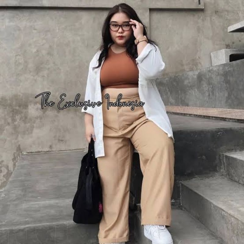 Loose Pants Haigwaist super JUMBO BIGSIZE / Celana Anti kusut kain nyaman