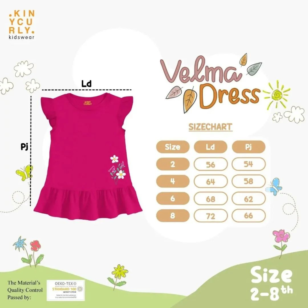 Kinycurly Dress Velma Dress Anak Usia 2 Sd 8 Tahun -KBS