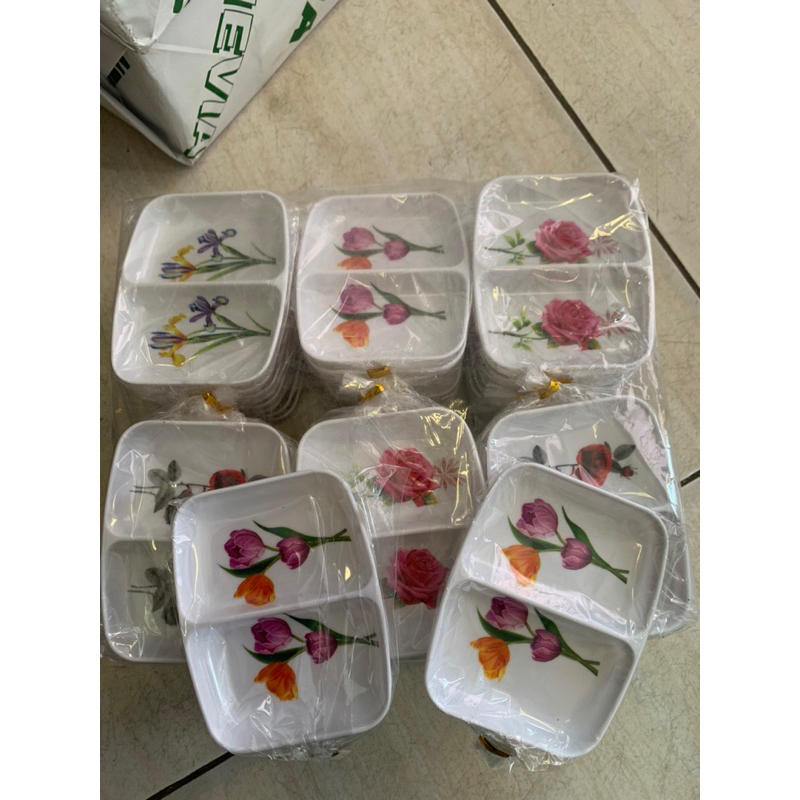 isi 50 pcs Souvenir mangkok dua sisi melamin kemas plastik