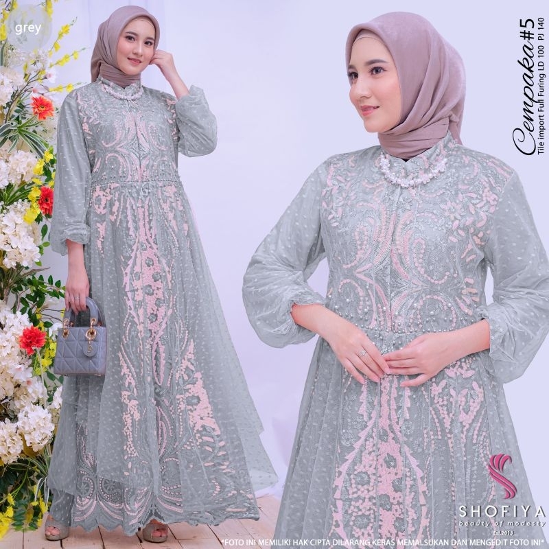 [READY] CEMPAKA • GHENDIS BY SHOFIYA GAMIS DRESS PESTA BROKLAT WANITA MUSLIM