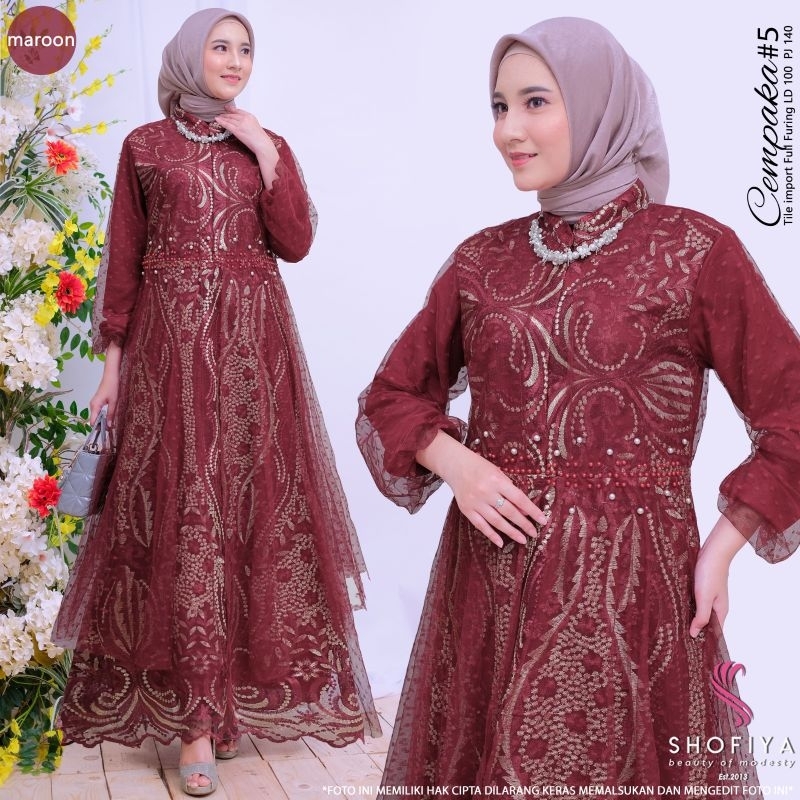 [READY] CEMPAKA • GHENDIS BY SHOFIYA GAMIS DRESS PESTA BROKLAT WANITA MUSLIM