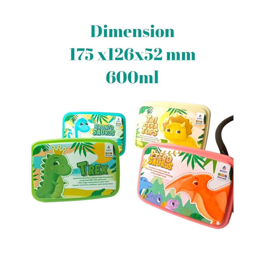 Tempat Makan Sekat BIGGY MOON / Lunch Box Anak Souvenir Ulang Tahun Dinosaurus Dino Dinosaurs