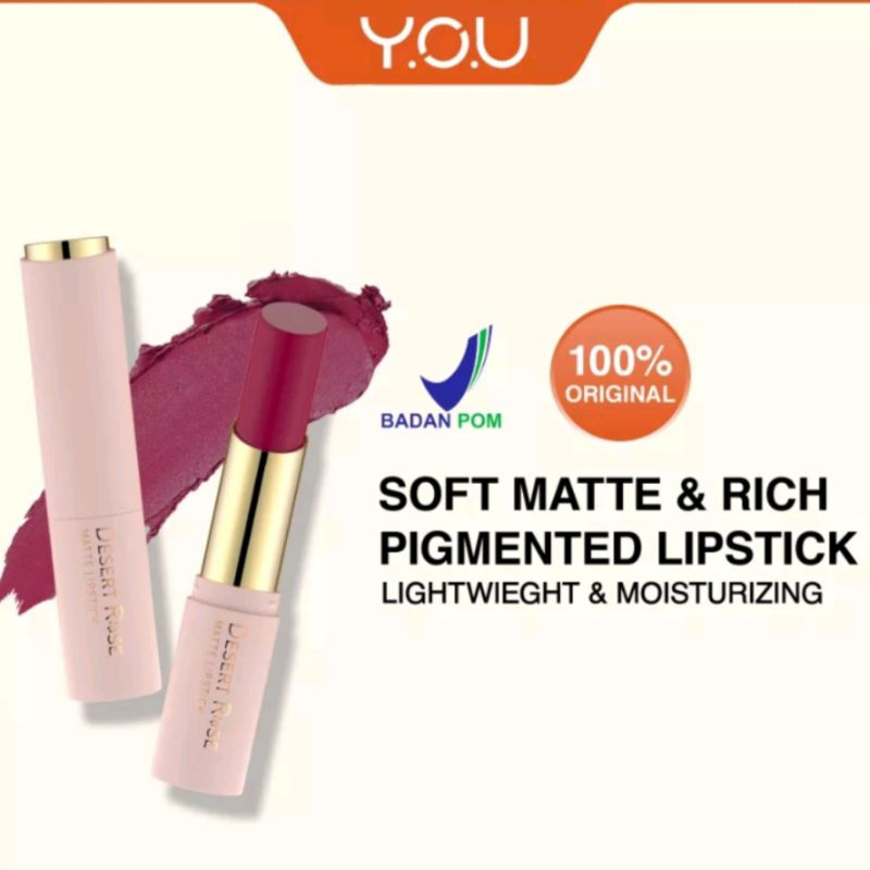 RRS❤️ YOU - Dessert Rose Matte Lipstik | Pigmented Lipstik | Melembabkan |Original