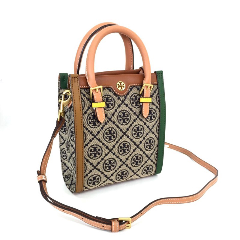 TB T Monogram Color-Block Jacquard Mini N/S Tote