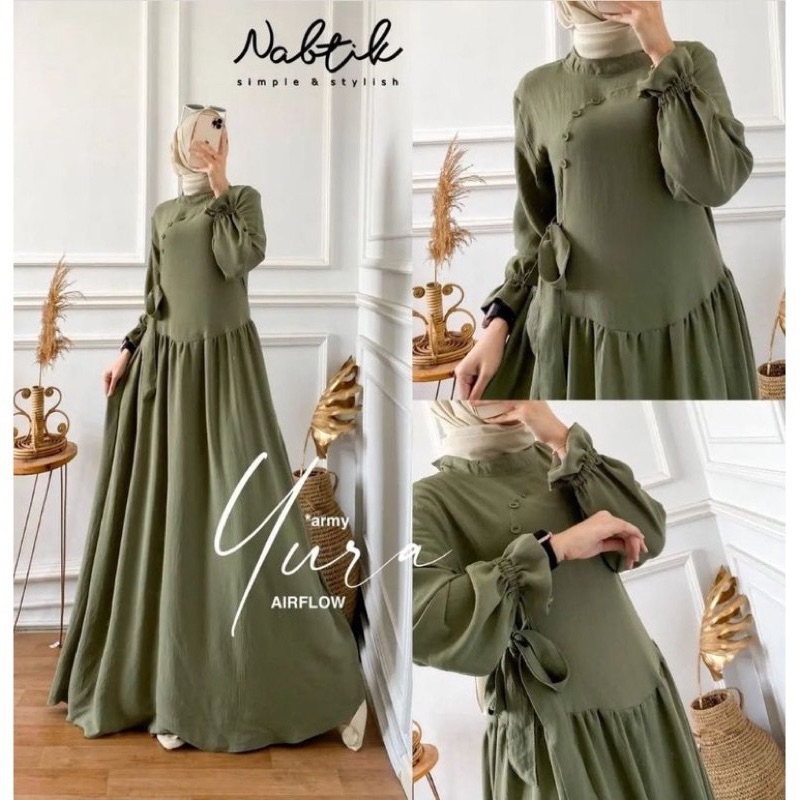 Yura Dress Gamis Cringkle Airflow Busui Kancing Depan GAMIS BEST SELLER