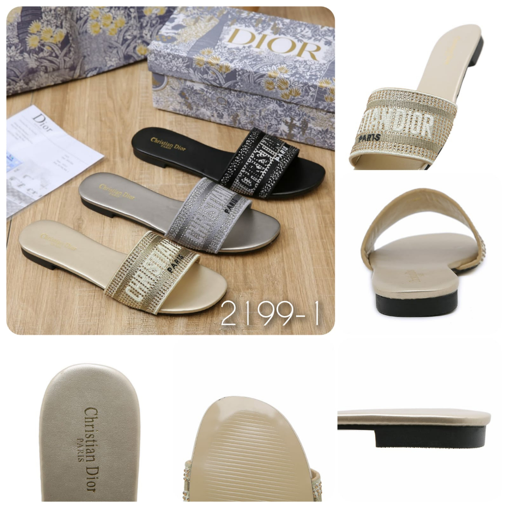 New Arrival Sandal Wanita IMPORT SET Slipper Slop Flat Nyaman Manik2 Kode : 2199-1