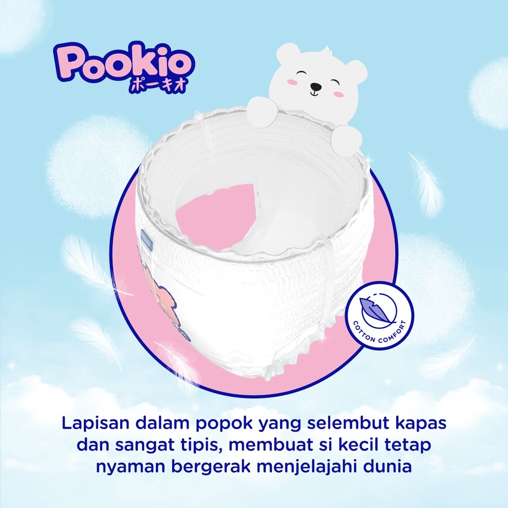 Pookio Popok Perekat / Celana Anak Bayi Diaper Premium Tipis NB S M L XL