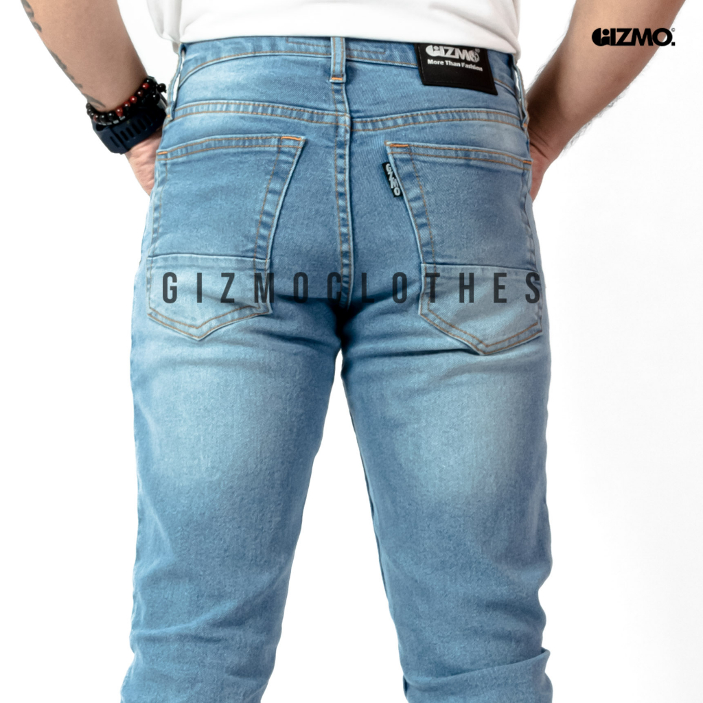 Gizmo - Celana Sobek Pria Grey Retro Ripped Jeans Robek Lutut Soft Denim Strech Skinny Fit / Bioblitz Ripped