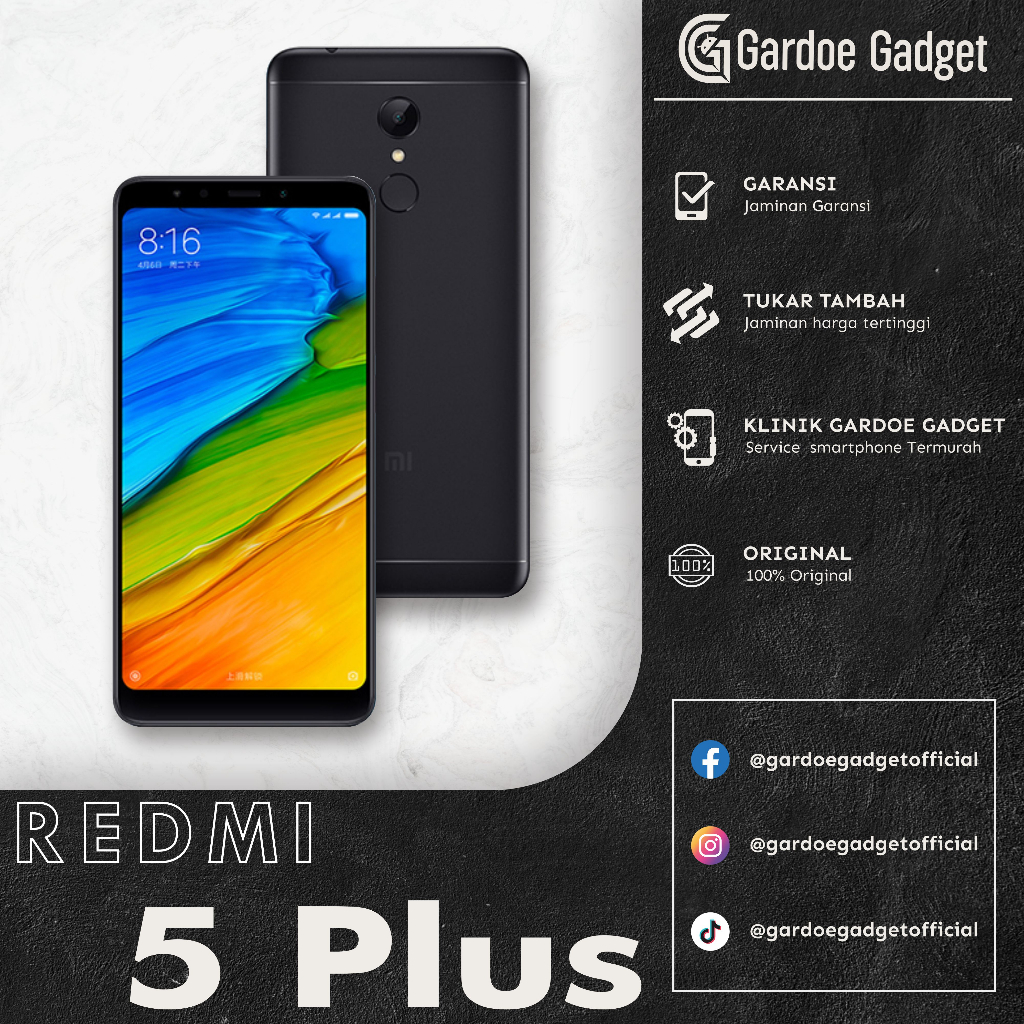 Xiaomi Redmi 5 Plus | 3/32GB &amp; RAM 4/64GB ORIGINAL | HANDPHONE SECOND Full Set | HP SEKEN HP BEKAS MURAH | gardoegadget