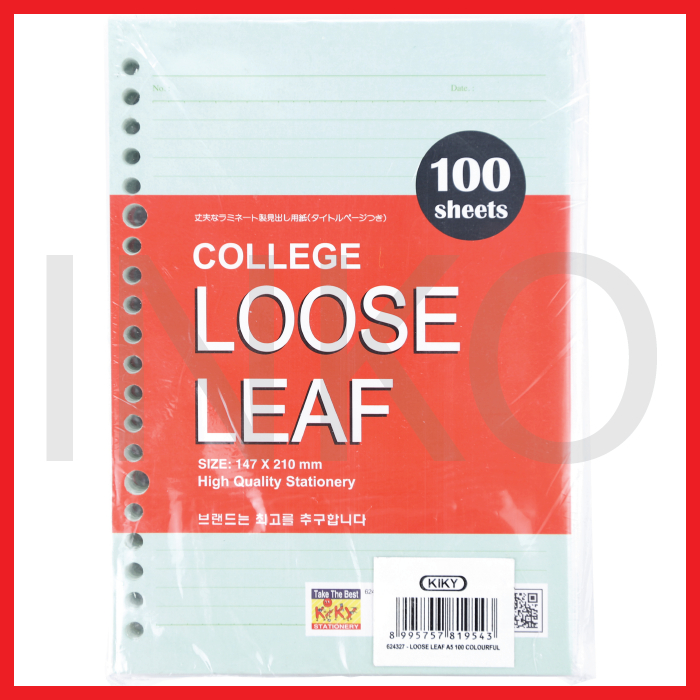 

KIKY LOOSE LEAF A5 100SHEETS COLOURFUL