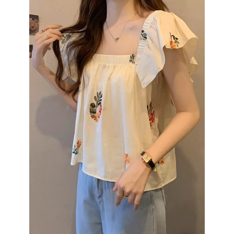 TOP BORDIR IMPORT WANITA ATASAN CUTE DAILY MX755