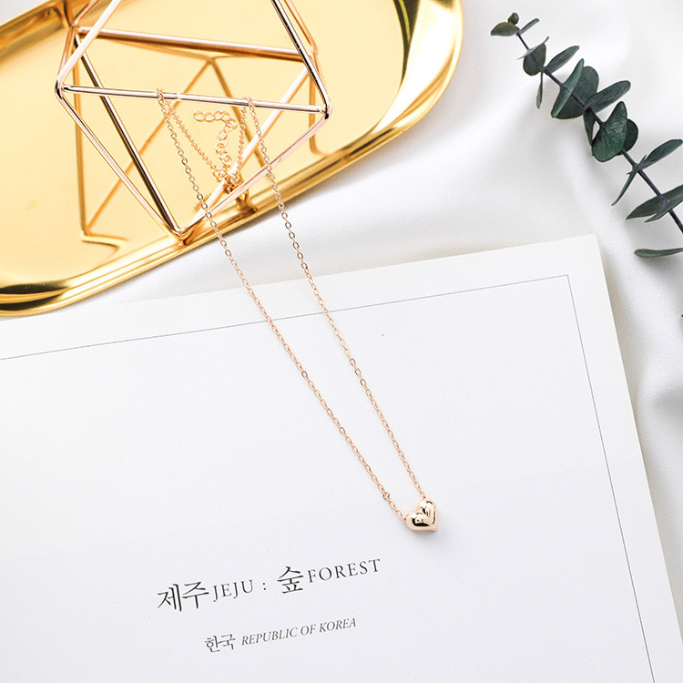 COD❤️Kalung Love Rantai Wanita Korea Bentuk Hati Lapis Emas Dengan Liontin Hati Valentine Selamat Datang