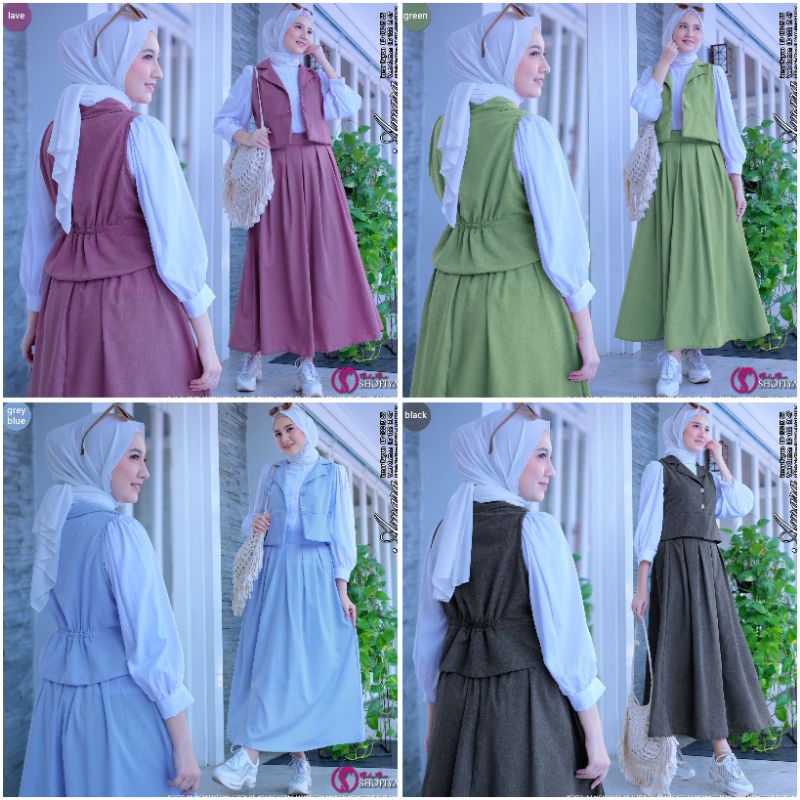 Midi Dress Ori GGS By Shofiya Gamis Busui Katun Polos Rayon Premium/ Amara Velly