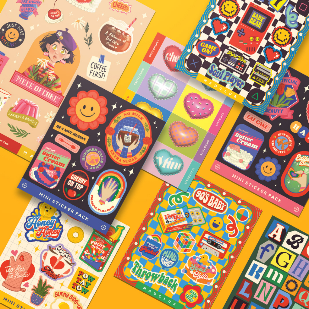

MAD CLUB Illustration Sticker Sheet / Stiker Kiss Cut