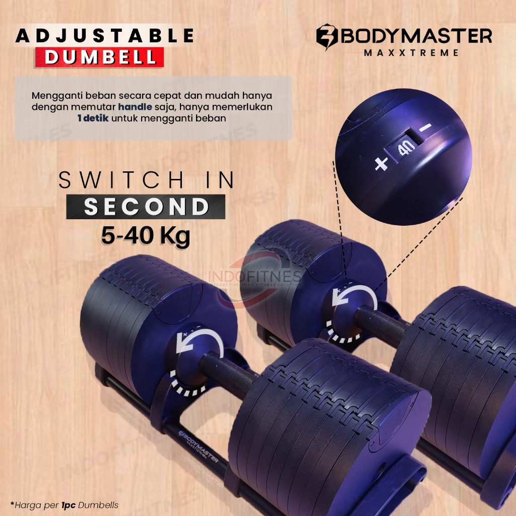 MAXXTREME 40KG BM-A040 Premium Bodymaster Adjustable Dumbell - Barbel Dumbel Gym Import Fitness